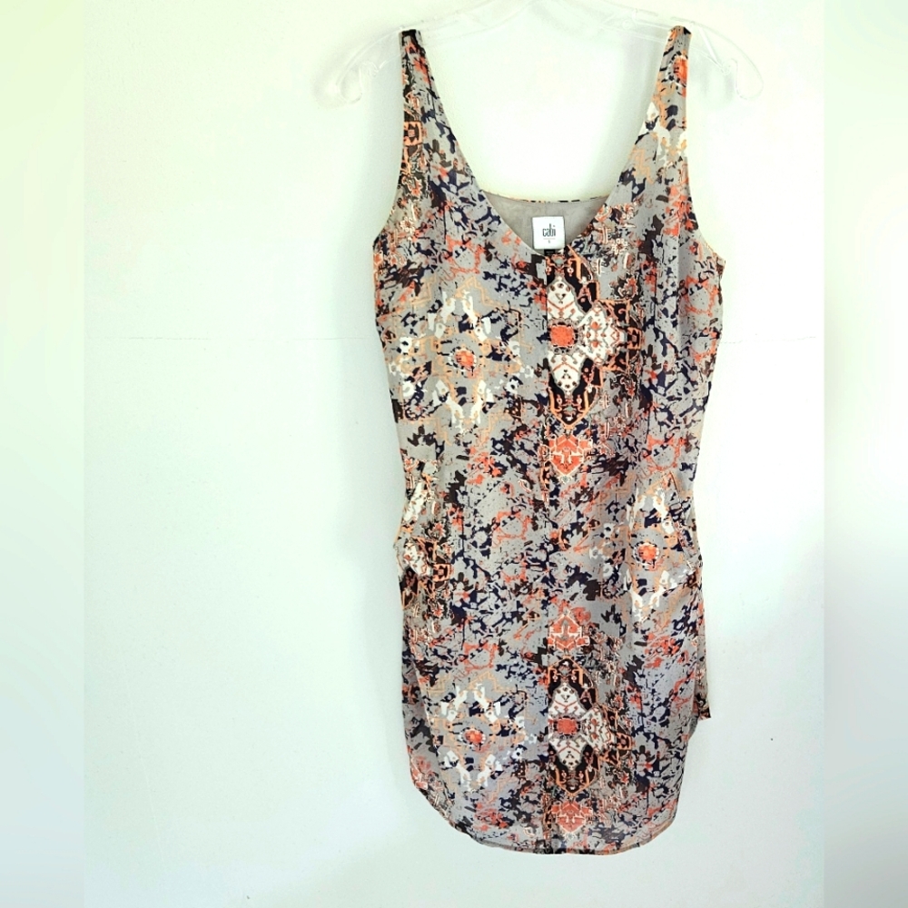 Cabi Slip Dress gray floral 5049